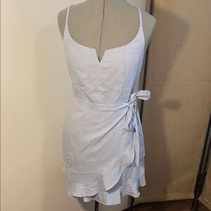 Lulu's Elegant Soft Blue Tie Mini Dress